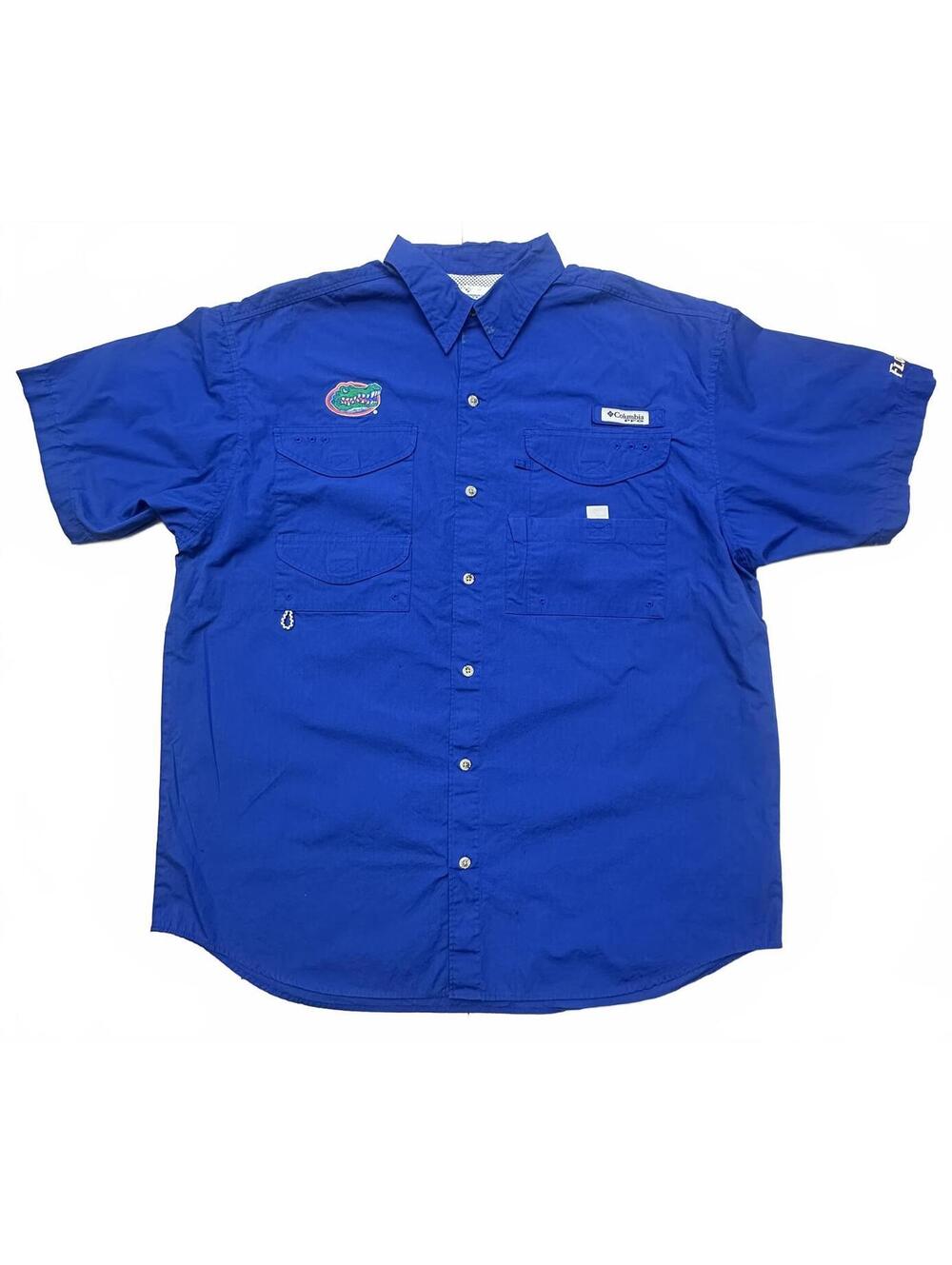 Columbia PFG Florida Gators Fishing Shirt Men’s Blue Short Sleeve Button Up XL